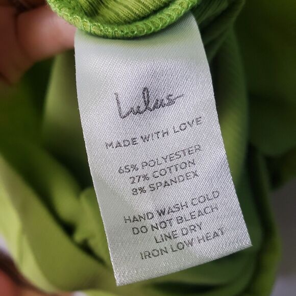 Lulus Green Ribbed Cutout Twist Front Midi Dress Size Large - Picture 8 of 8